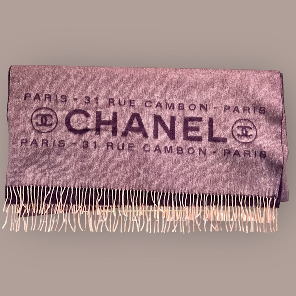 Chanel Cashmere Rue Cambon Large Shawl Or Scarf - Picture 3 of 4